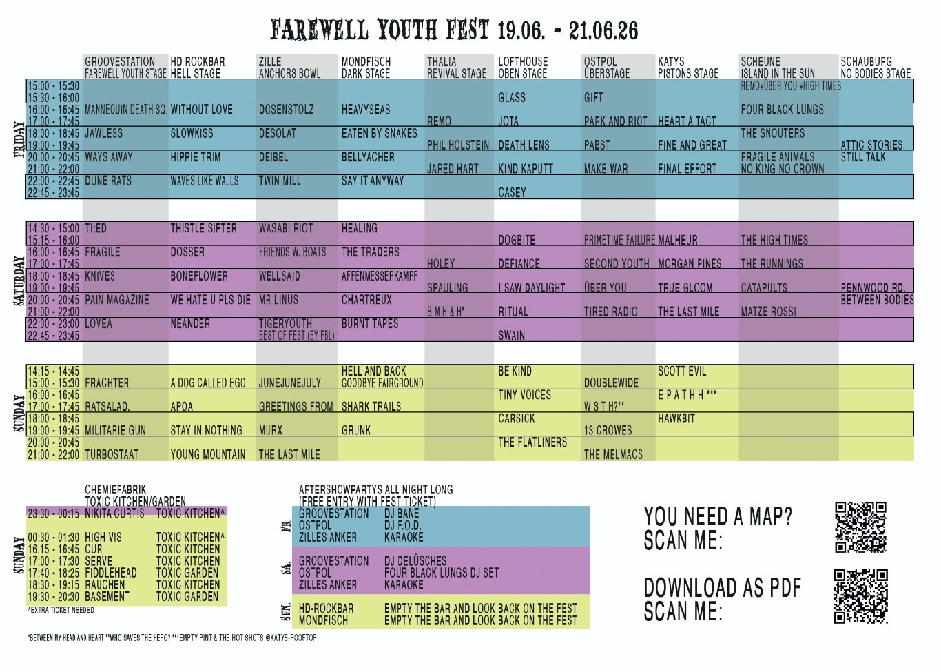 Farewell Youth Fest - Running Order